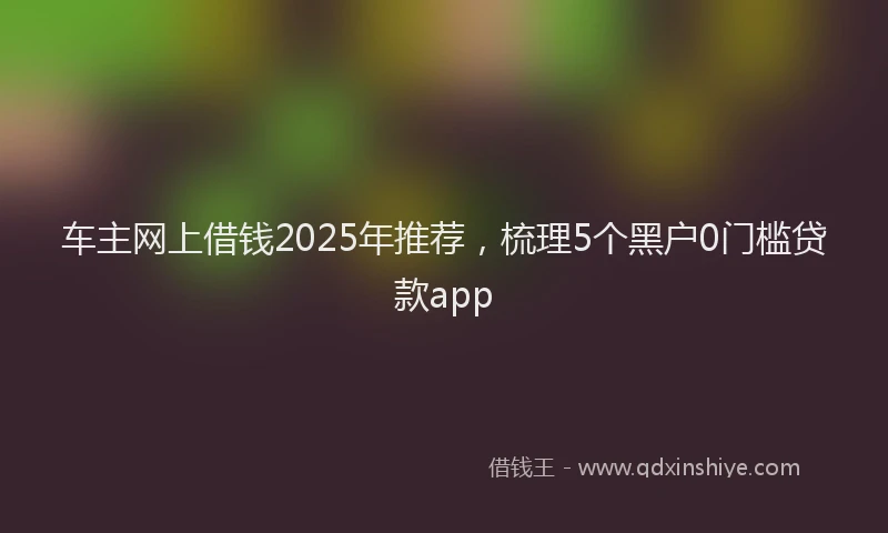 车主网上借钱2025年推荐，梳理5个黑户0门槛贷款app