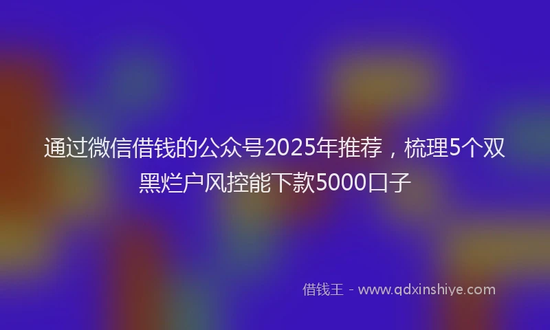 通过微信借钱的公众号2025年推荐，梳理5个双黑烂户风控能下款5000口子