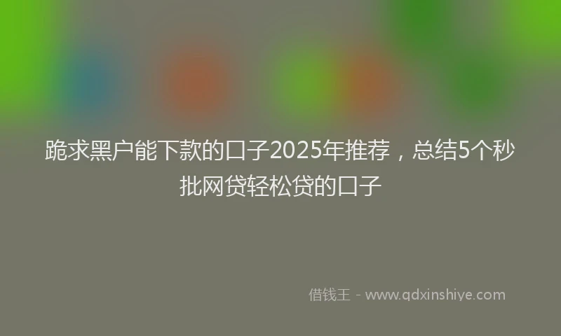 跪求黑户能下款的口子2025年推荐，总结5个秒批网贷轻松贷的口子