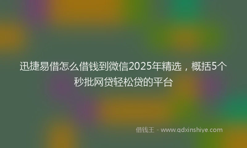 迅捷易借怎么借钱到微信2025年精选，概括5个秒批网贷轻松贷的平台