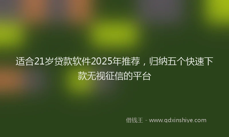 适合21岁贷款软件2025年推荐，归纳五个快速下款无视征信的平台