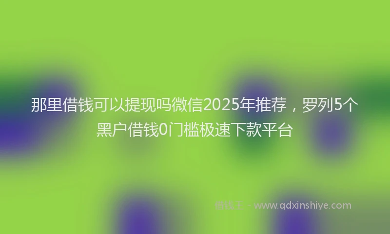 那里借钱可以提现吗微信2025年推荐，罗列5个黑户借钱0门槛极速下款平台