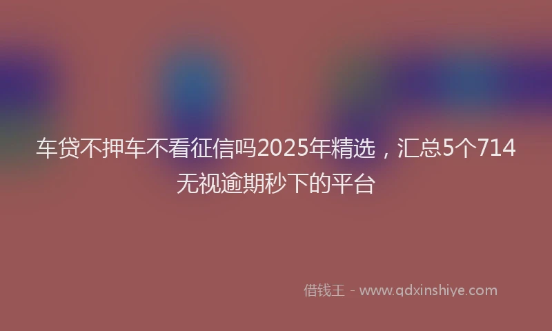 车贷不押车不看征信吗2025年精选，汇总5个714无视逾期秒下的平台