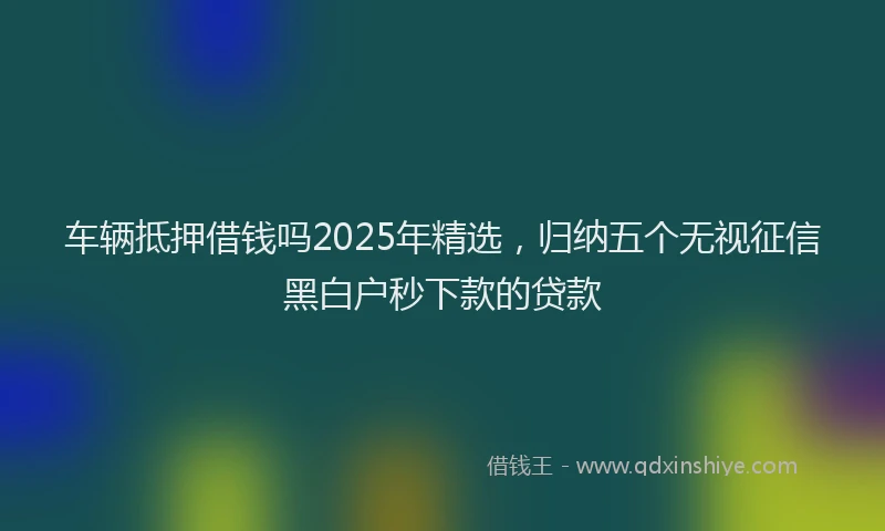 车辆抵押借钱吗2025年精选，归纳五个无视征信黑白户秒下款的贷款