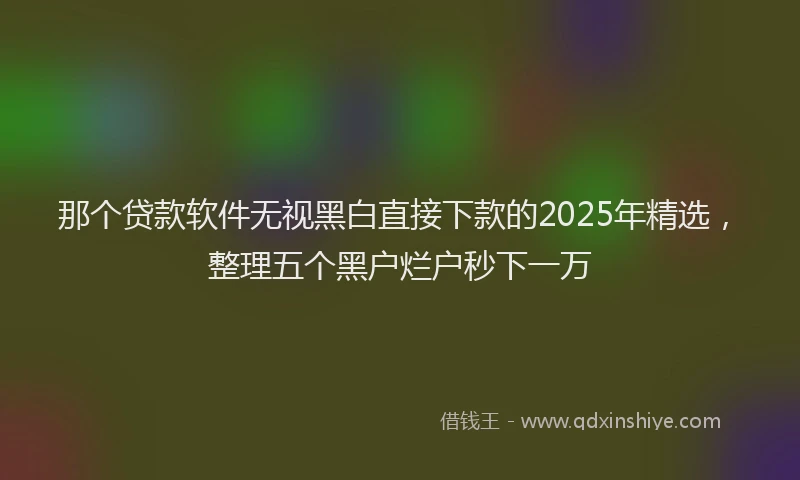 那个贷款软件无视黑白直接下款的2025年精选，整理五个黑户烂户秒下一万