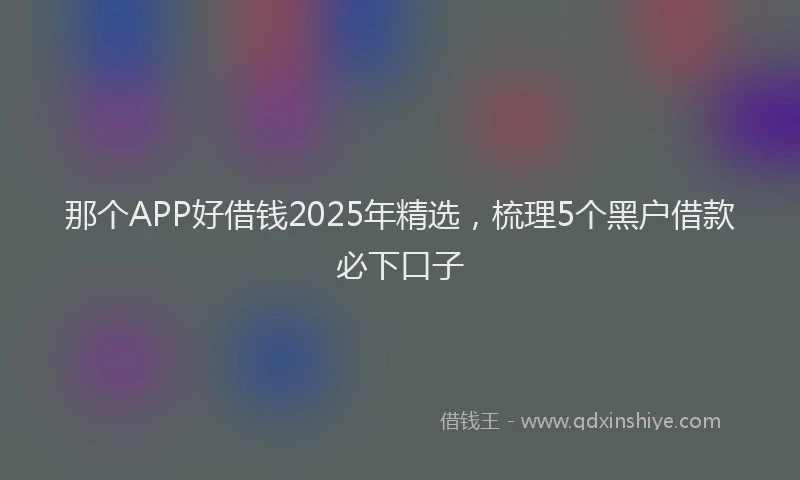 那个APP好借钱2025年精选，梳理5个黑户借款必下口子