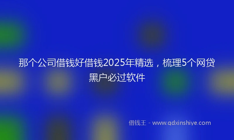 那个公司借钱好借钱2025年精选，梳理5个网贷黑户必过软件
