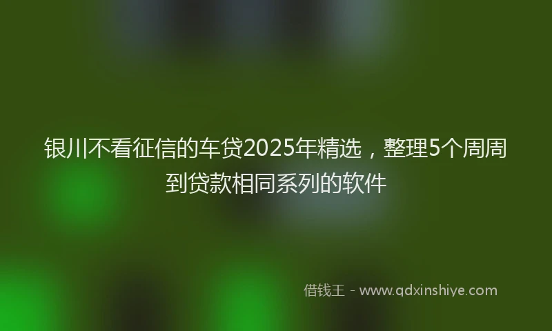 银川不看征信的车贷2025年精选，整理5个周周到贷款相同系列的软件