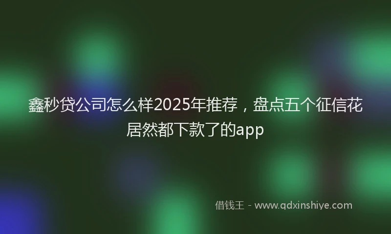 鑫秒贷公司怎么样2025年推荐，盘点五个征信花居然都下款了的app