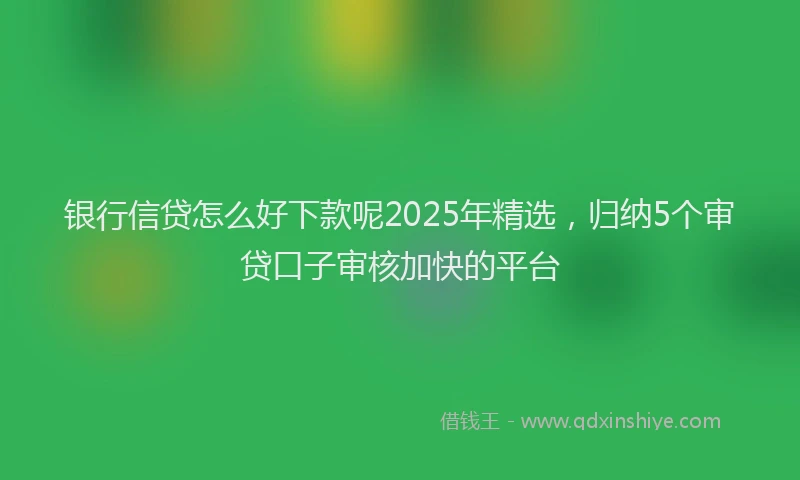 银行信贷怎么好下款呢2025年精选，归纳5个审贷口子审核加快的平台