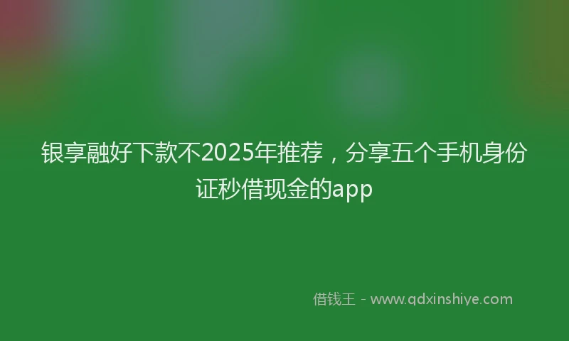 银享融好下款不2025年推荐，分享五个手机身份证秒借现金的app