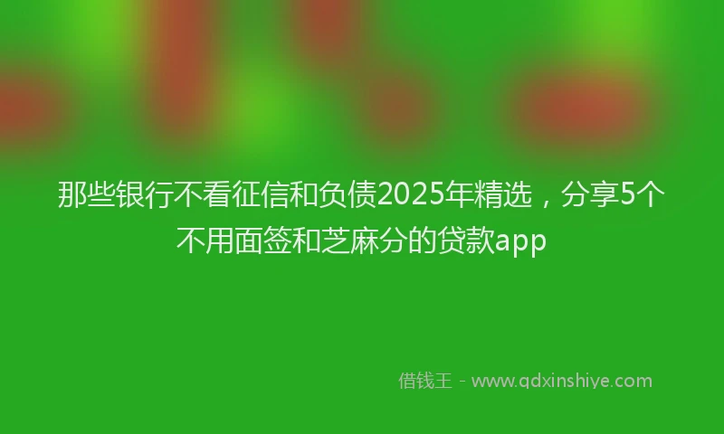 那些银行不看征信和负债2025年精选，分享5个不用面签和芝麻分的贷款app