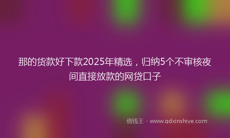 那的货款好下款2025年精选，归纳5个不审核夜间直接放款的网贷口子