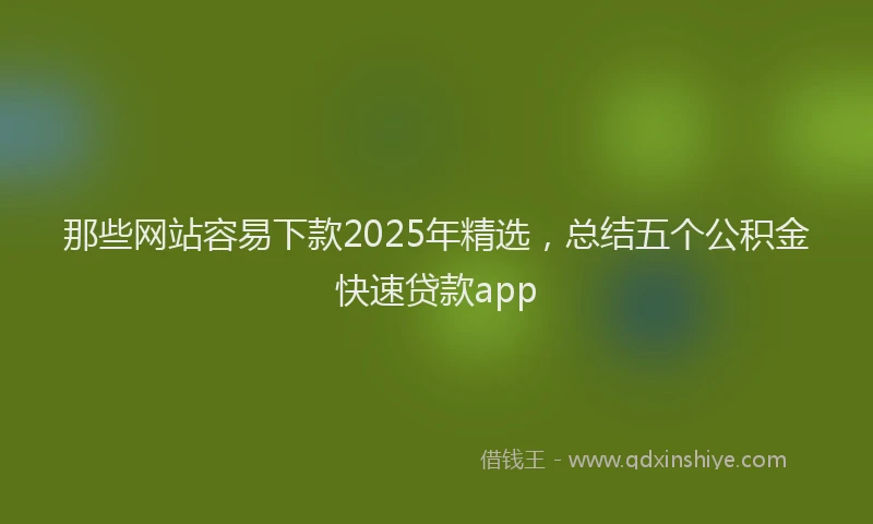 那些网站容易下款2025年精选，总结五个公积金快速贷款app