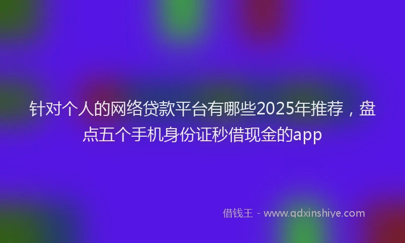针对个人的网络贷款平台有哪些2025年推荐，盘点五个手机身份证秒借现金的app