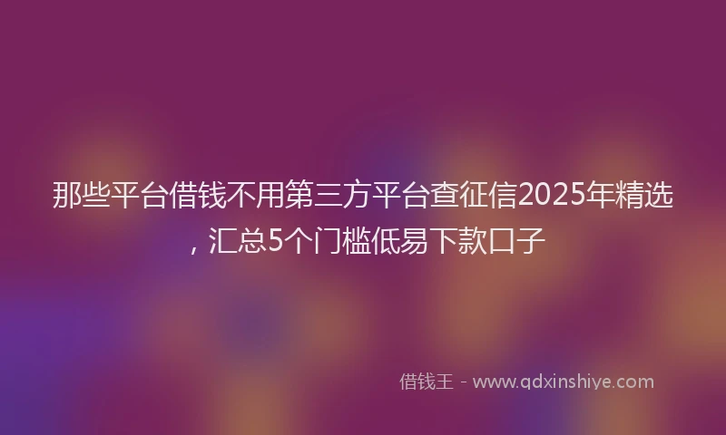 那些平台借钱不用第三方平台查征信2025年精选，汇总5个门槛低易下款口子