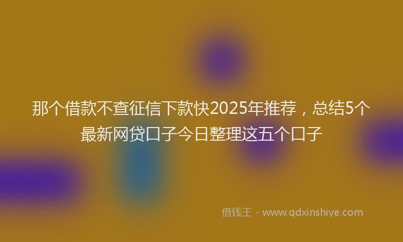 那个借款不查征信下款快2025年推荐，总结5个最新网贷口子今日整理这五个口子