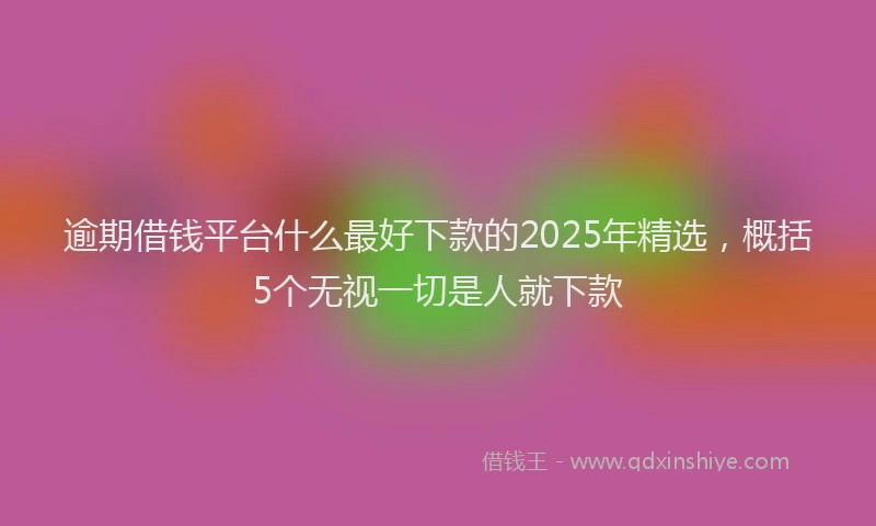 逾期借钱平台什么最好下款的2025年精选，概括5个无视一切是人就下款