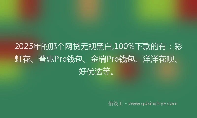 2025年的那个网贷无视黑白,100%下款的有：彩虹花、普惠Pro钱包、金瑞Pro钱包、洋洋花呗、好优选等。