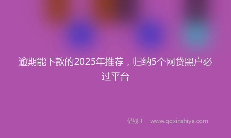 逾期能下款的2025年推荐，归纳5个网贷黑户必过平台