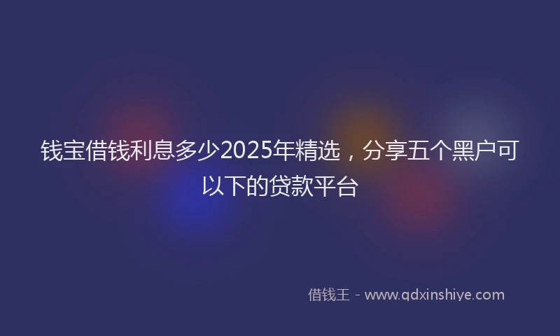 钱宝借钱利息多少2025年精选，分享五个黑户可以下的贷款平台