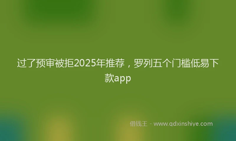过了预审被拒2025年推荐，罗列五个门槛低易下款app