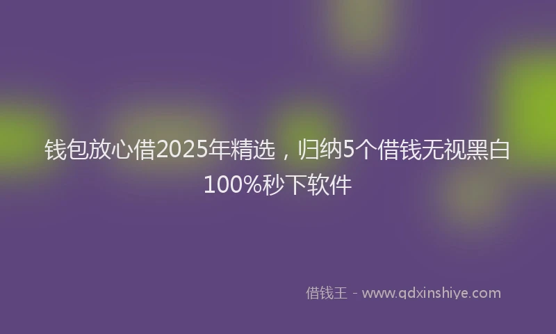 钱包放心借2025年精选，归纳5个借钱无视黑白100%秒下软件