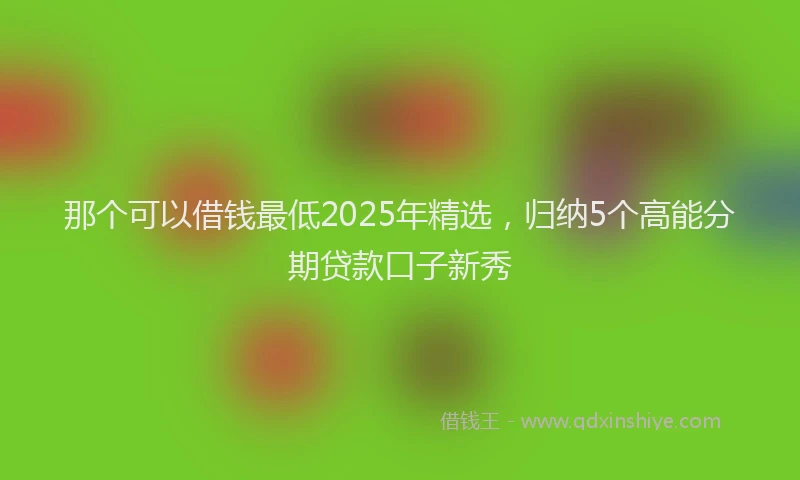 那个可以借钱最低2025年精选，归纳5个高能分期贷款口子新秀