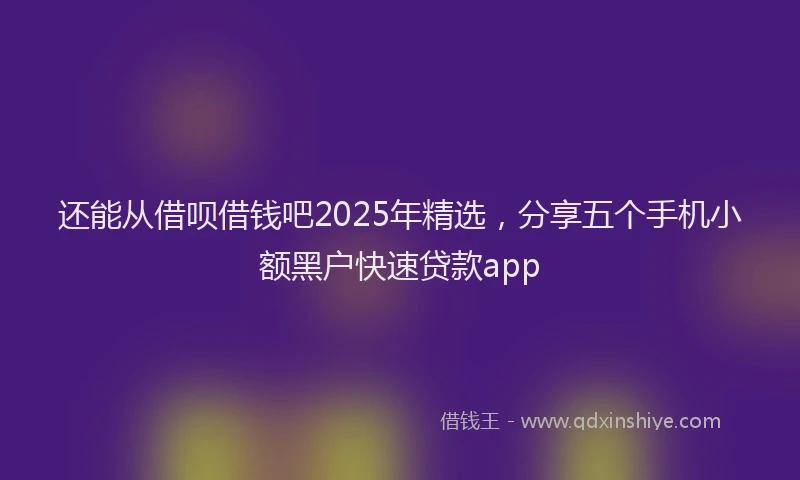 还能从借呗借钱吧2025年精选，分享五个手机小额黑户快速贷款app