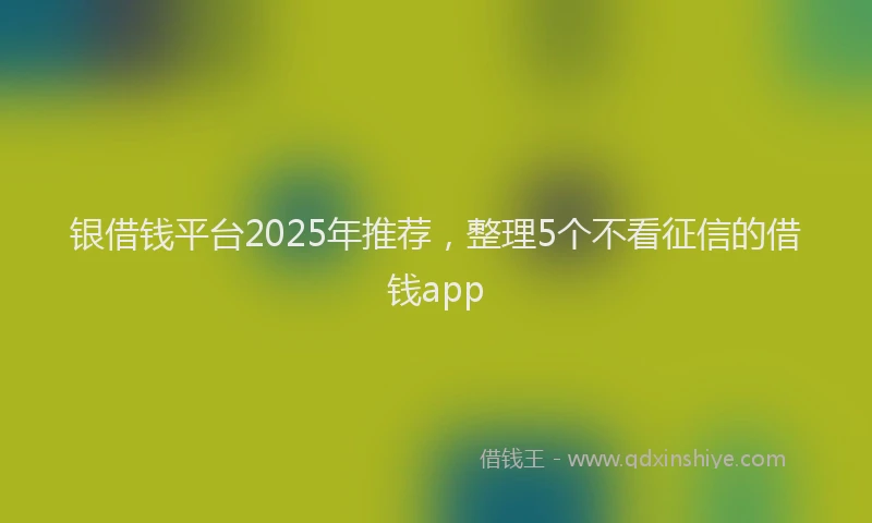 银借钱平台2025年推荐，整理5个不看征信的借钱app
