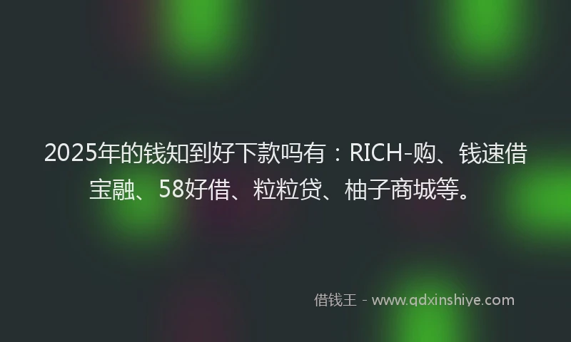 2025年的钱知到好下款吗有：RICH-购、钱速借宝融、58好借、粒粒贷、柚子商城等。