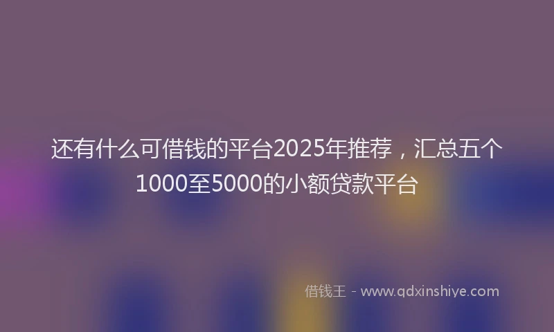 还有什么可借钱的平台2025年推荐，汇总五个1000至5000的小额贷款平台