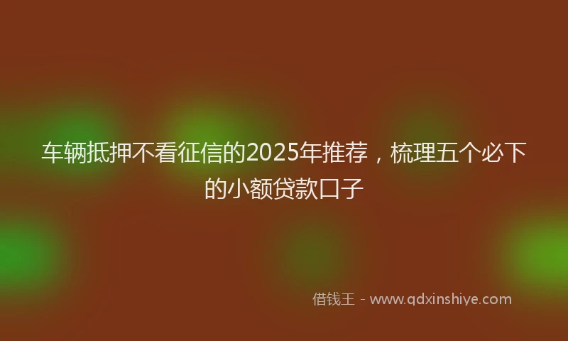 车辆抵押不看征信的2025年推荐，梳理五个必下的小额贷款口子