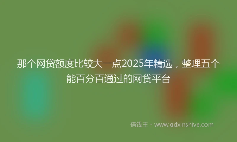 那个网贷额度比较大一点2025年精选，整理五个能百分百通过的网贷平台