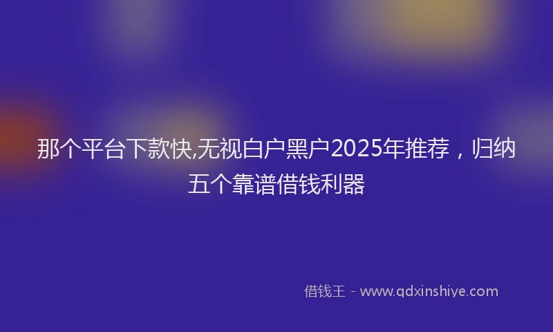 那个平台下款快,无视白户黑户2025年推荐，归纳五个靠谱借钱利器