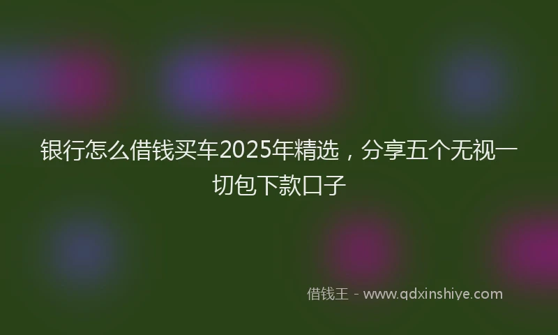 银行怎么借钱买车2025年精选，分享五个无视一切包下款口子