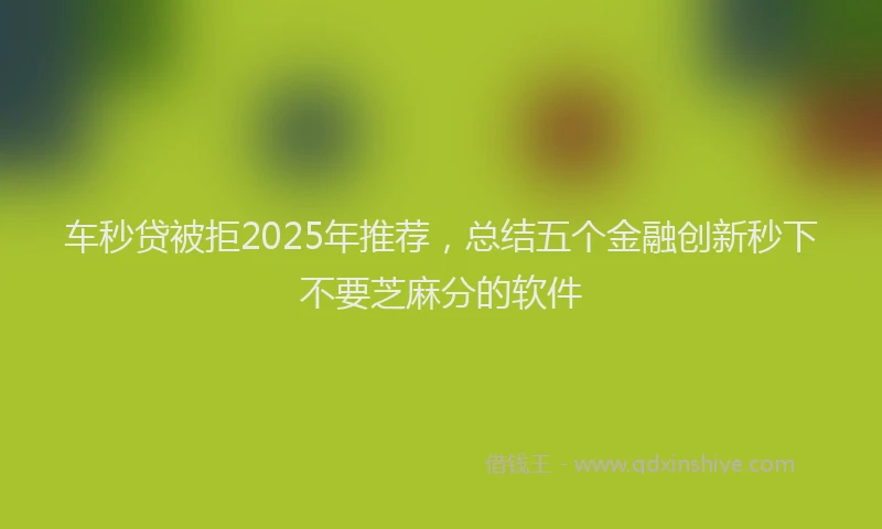 车秒贷被拒2025年推荐，总结五个金融创新秒下不要芝麻分的软件