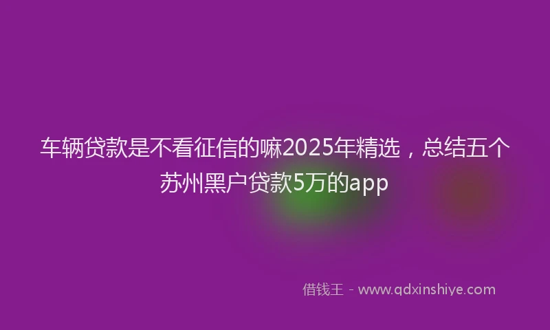 车辆贷款是不看征信的嘛2025年精选，总结五个苏州黑户贷款5万的app