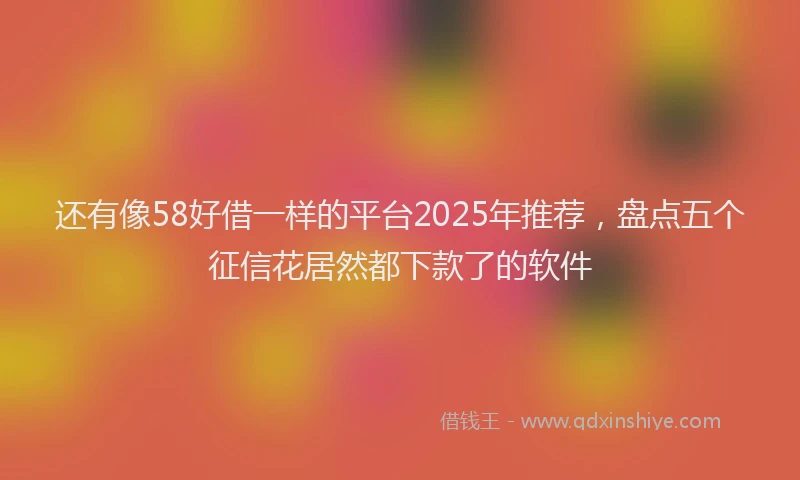 还有像58好借一样的平台2025年推荐，盘点五个征信花居然都下款了的软件