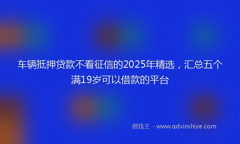 车辆抵押贷款不看征信的2025年精选，汇总五个满19岁可以借款的平台