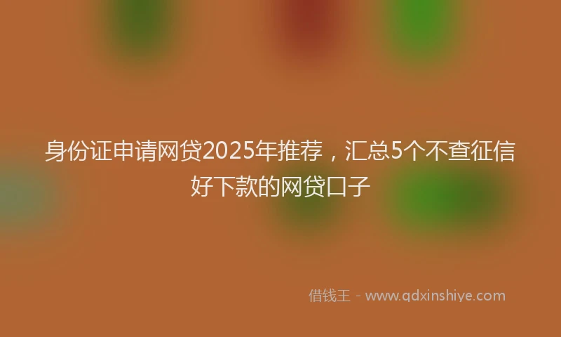 身份证申请网贷2025年推荐，汇总5个不查征信好下款的网贷口子