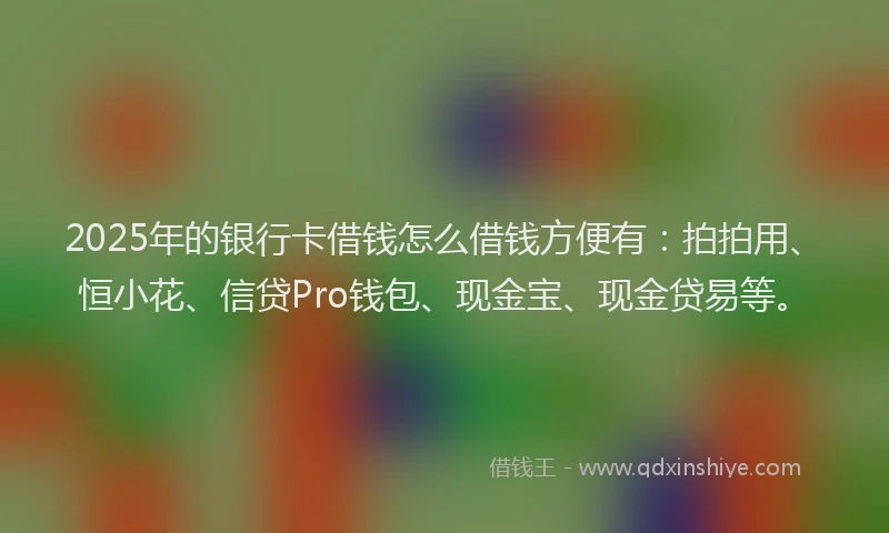 2025年的银行卡借钱怎么借钱方便有：拍拍用、恒小花、信贷Pro钱包、现金宝、现金贷易等。