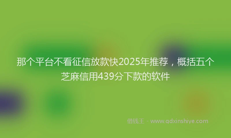 那个平台不看征信放款快2025年推荐，概括五个芝麻信用439分下款的软件
