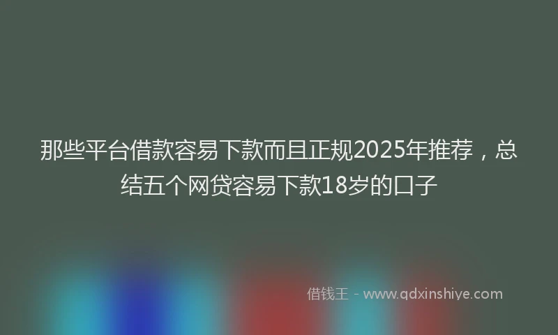 那些平台借款容易下款而且正规2025年推荐，总结五个网贷容易下款18岁的口子