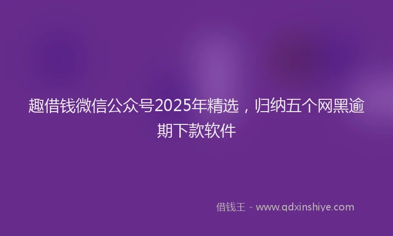 趣借钱微信公众号2025年精选，归纳五个网黑逾期下款软件