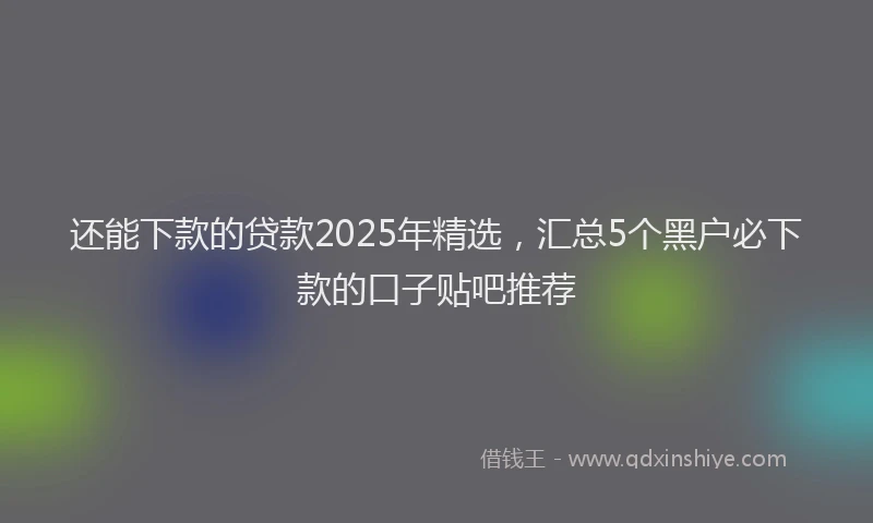 还能下款的贷款2025年精选，汇总5个黑户必下款的口子贴吧推荐