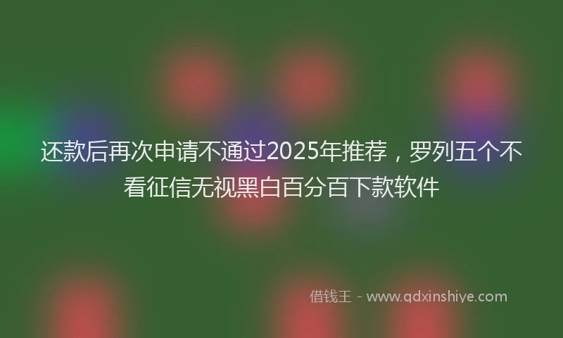 还款后再次申请不通过2025年推荐，罗列五个不看征信无视黑白百分百下款软件