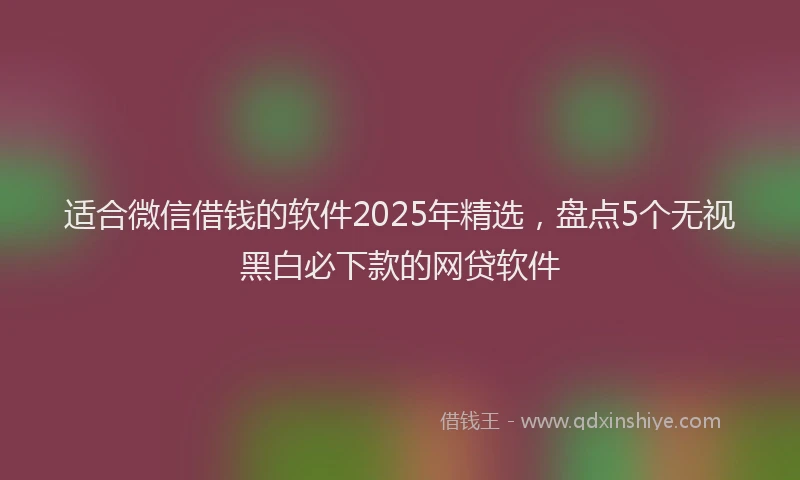 适合微信借钱的软件2025年精选，盘点5个无视黑白必下款的网贷软件
