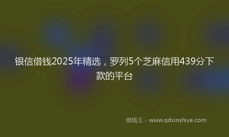 银信借钱2025年精选，罗列5个芝麻信用439分下款的平台