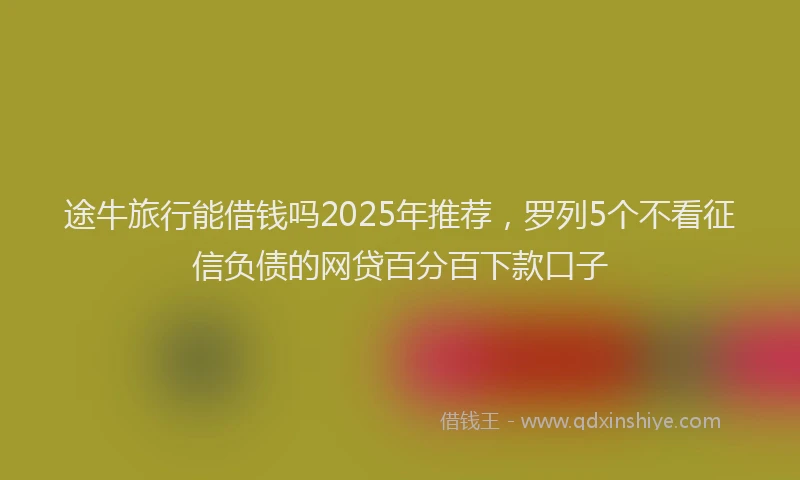 途牛旅行能借钱吗2025年推荐，罗列5个不看征信负债的网贷百分百下款口子